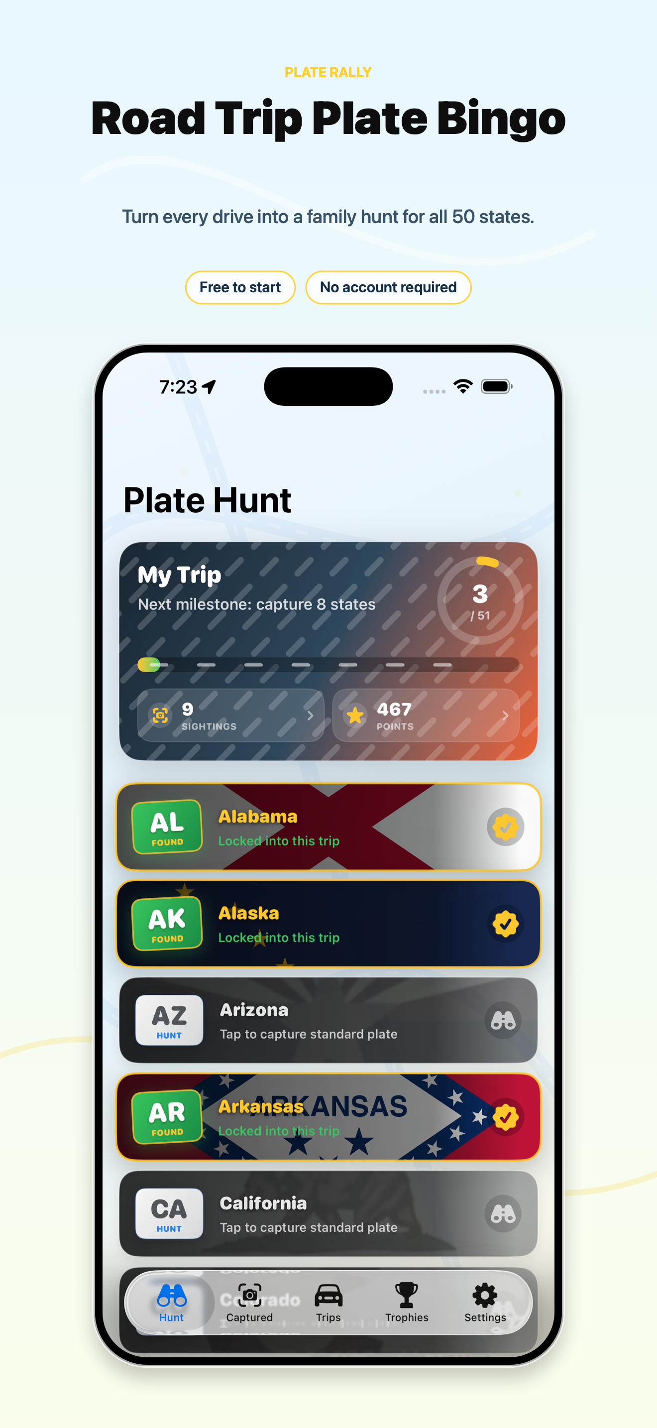 Plate Rally road trip plate bingo App Store screenshot